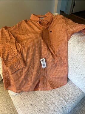 Cinch Orange Patterned Men's Button-Down Shirt NWT
